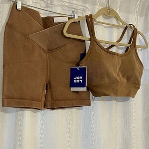 NWT JoyLab Tan Ribbed Activewear Set